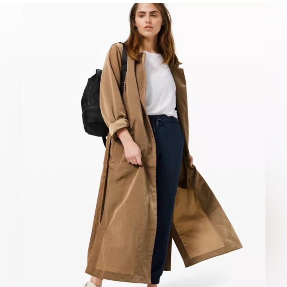 Lululemon always effortless trench coat, frontier, size 6